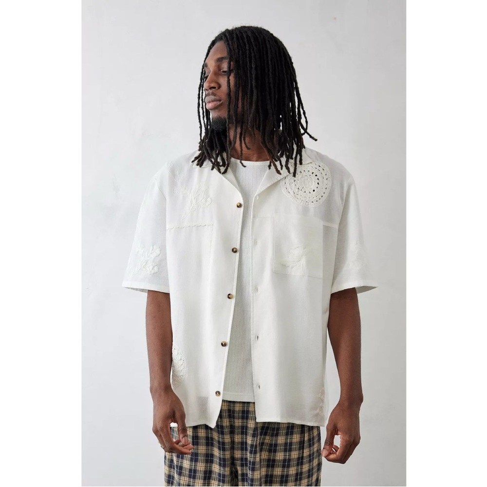 Urban Outfitters BDG Embroidered Crochet Shirt